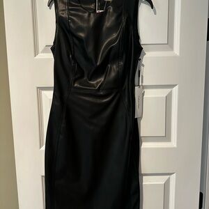 Calvin Klein Black Sleeveless Faux Leather Dress